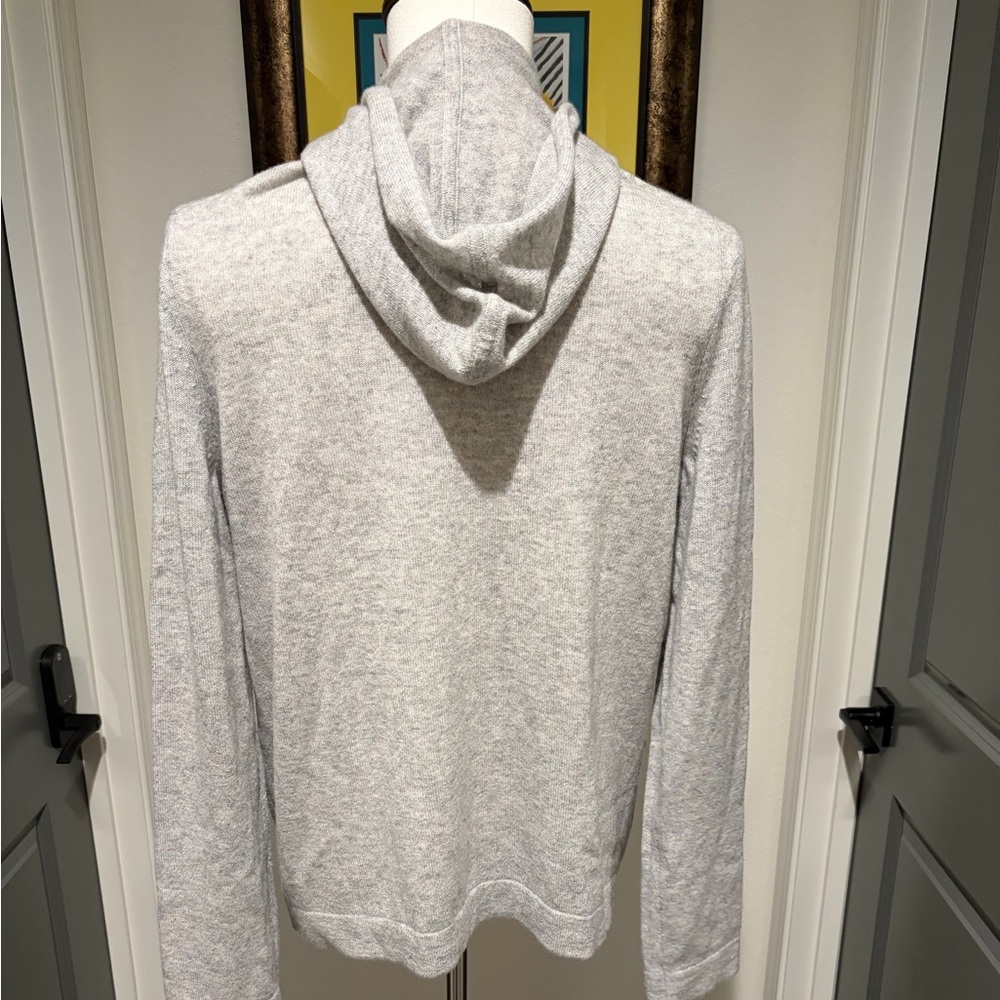 Theory Light Weight Gray Men's Cashmere Sweater with Hood - Picture 3 of 5